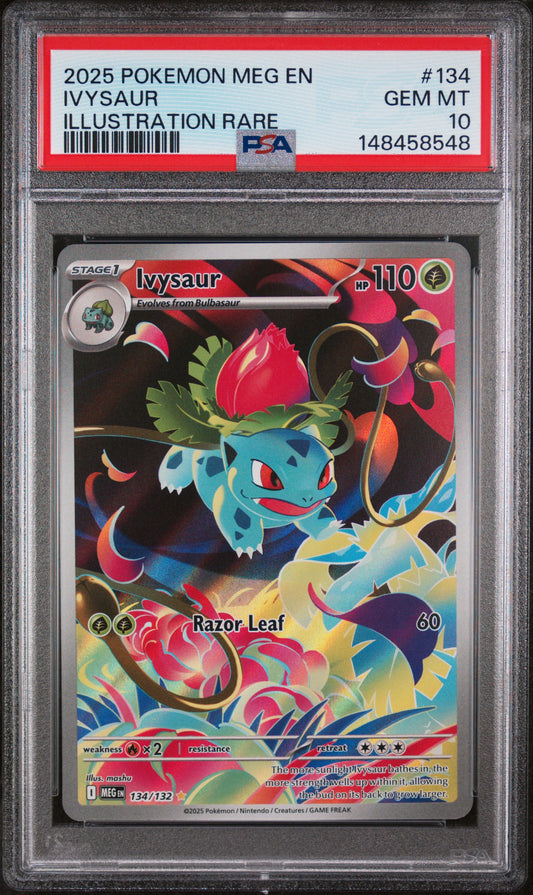 2025 Pokemon Meg En-Mega Evolution #134 Ivysaur Illustration Rare PSA 10