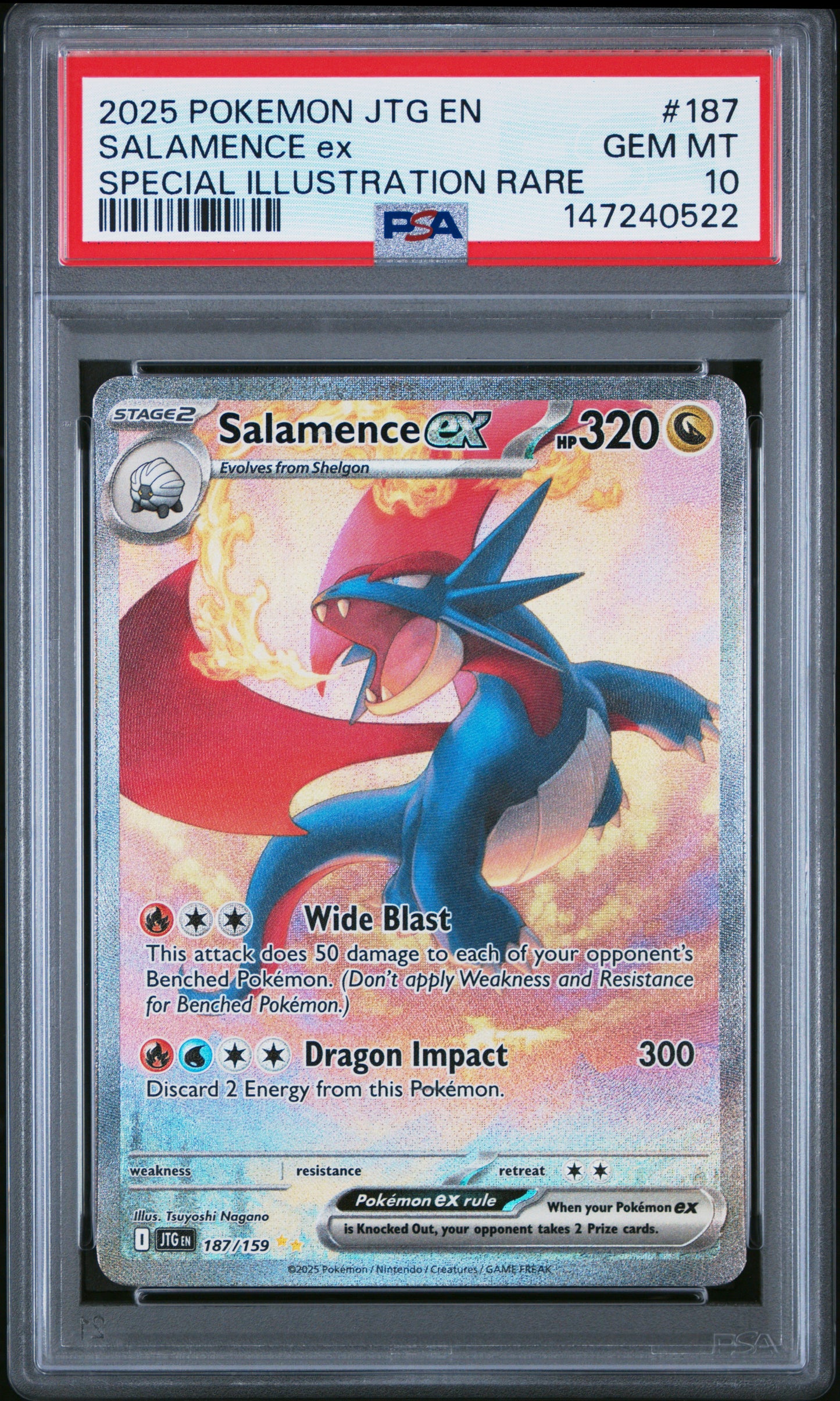 2025 Pokemon Jtg En-Journey Together #187 Salamence Ex Special Illustration Rare PSA 10