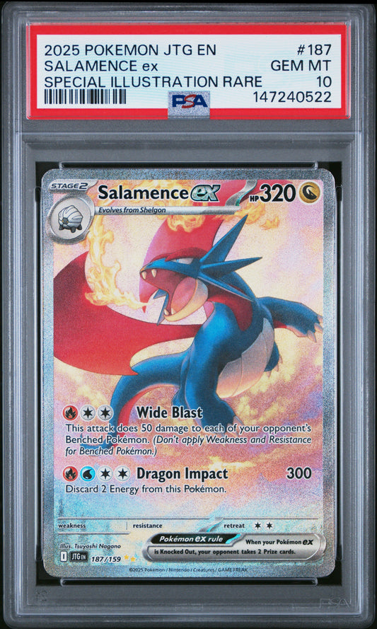 2025 Pokemon Jtg En-Journey Together #187 Salamence Ex Special Illustration Rare PSA 10