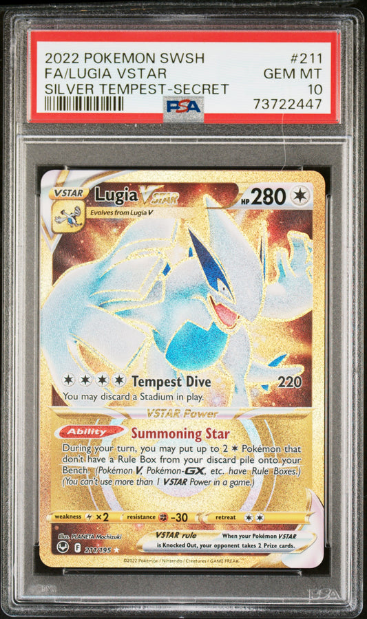 2022 Pokemon Sword & Shield Silver Tempest #211 Fa/Lugia Vstar Silver Tempest-Secret PSA 10