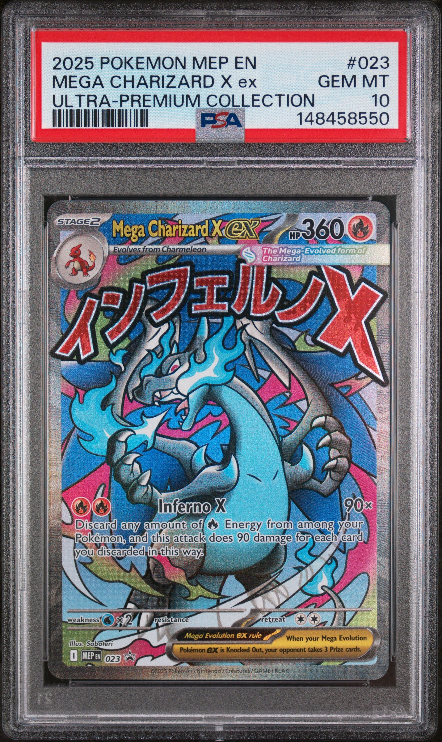 2025 Pokemon Mep En-Me Black Star Promo #023 Mega Charizard X Ex Ultra-Premium Collection PSA 10