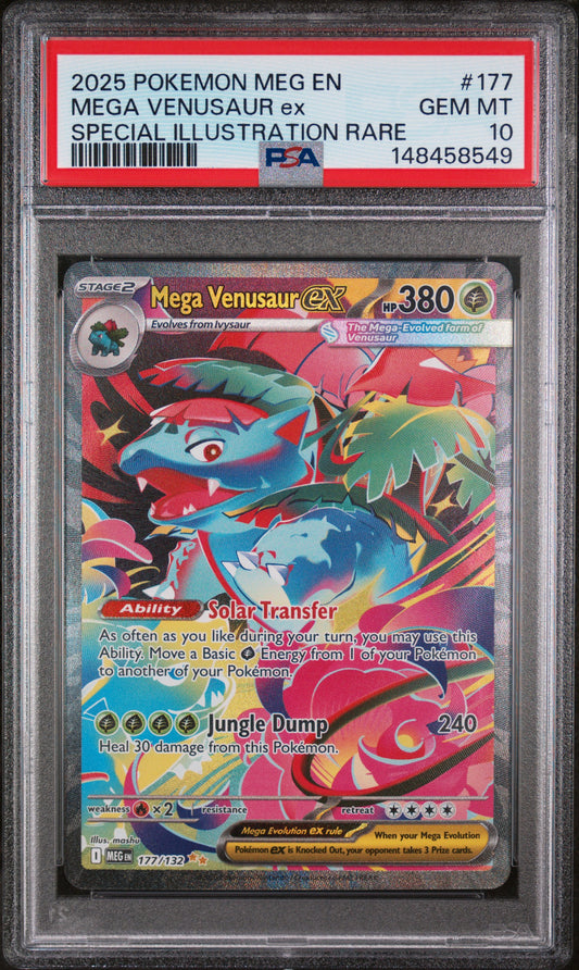 2025 Pokemon Meg En-Mega Evolution #177 Mega Venusaur Ex Special Illustration Rare PSA 10