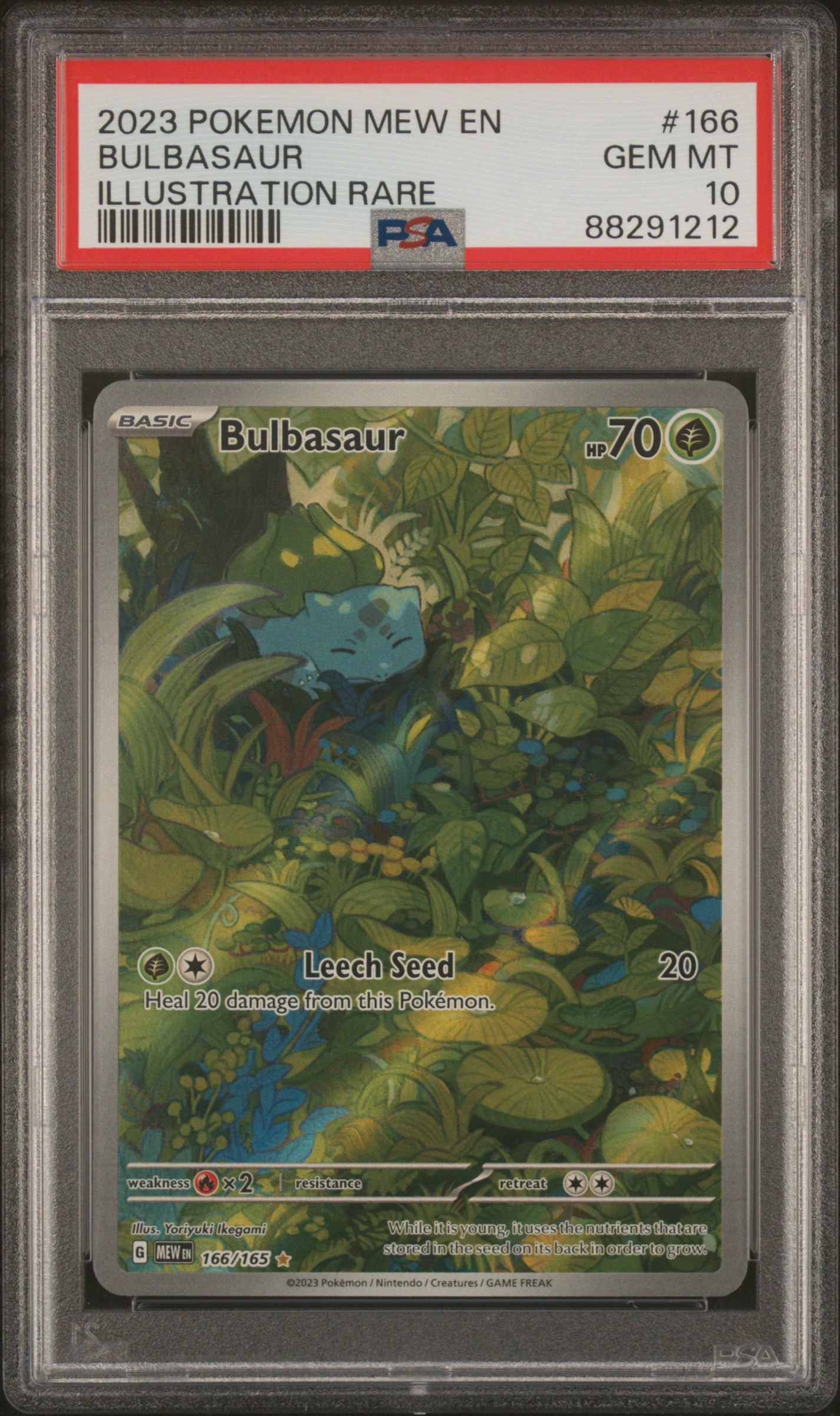 2023 Pokemon Mew En-151 #166 Bulbasaur Illustration Rare PSA 10