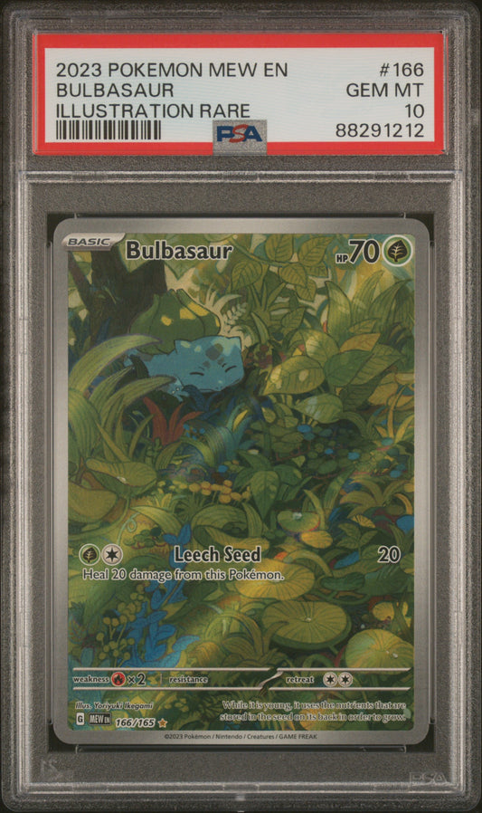 2023 Pokemon Mew En-151 #166 Bulbasaur Illustration Rare PSA 10