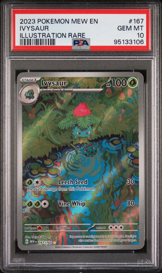 2023 Pokemon Mew En-151 #167 Ivysaur Illustration Rare PSA 10