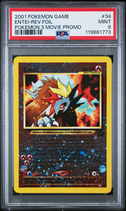 2001 Pokemon Game Movie #34 Entei-Rev.Foil Pokemon 3 Movie Promo PSA 9