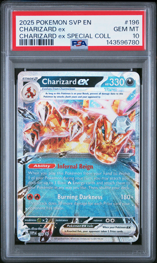 2025 Pokemon Svp En-Sv Black Star Promo #196 Charizard Ex Charizard Ex Special Coll PSA 10