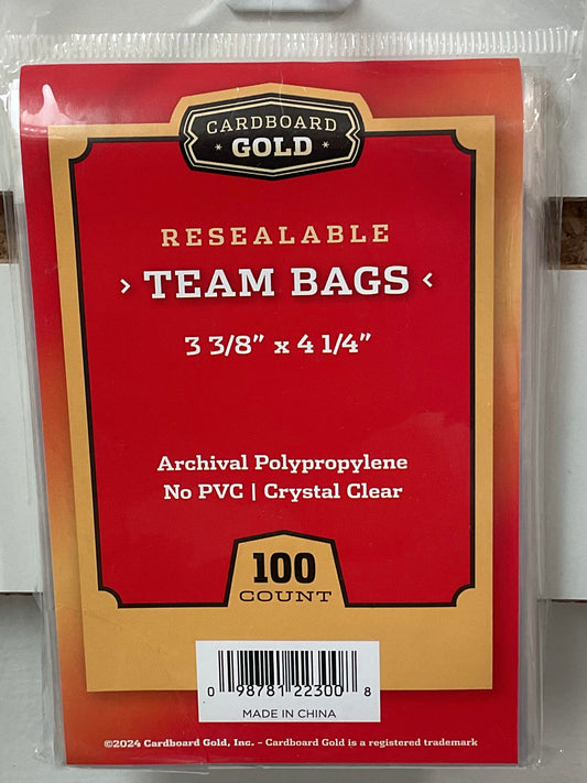 Cardboard Gold Resealable Team Bags